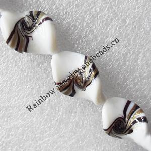 Lampwork Beads, Twist Leaf 18x27mm Hole:About 1.5mm, Sold by PC 