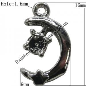 Pendant Setting Zinc Alloy Jewelry Findings Lead-free, 16x9mm Hole:1.5mm, Sold by Bag