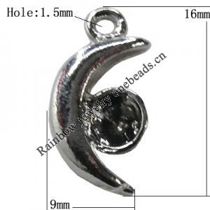 Pendant Setting Zinc Alloy Jewelry Findings Lead-free, 16x9mm Hole:1.5mm, Sold by Bag