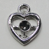 Pendant Setting Zinc Alloy Jewelry Findings Lead-free, Heart 14x11mm Hole:1.5mm, Sold by Bag