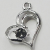 Pendant Setting Zinc Alloy Jewelry Findings Lead-free, Heart 17x14mm Hole:1.5mm, Sold by Bag