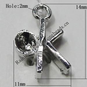 Pendant Setting Zinc Alloy Jewelry Findings Lead-free, Heart 14x11mm Hole:1.5mm, Sold by Bag