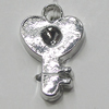 Pendant Setting Zinc Alloy Jewelry Findings Lead-free, Key 16x10mm Hole:2mm, Sold by Bag