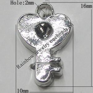 Pendant Setting Zinc Alloy Jewelry Findings Lead-free, Key 16x10mm Hole:2mm, Sold by Bag