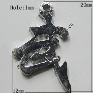 Pendant Zinc Alloy Jewelry Findings Lead-free, 20x12mm Hole:1mm, Sold by Bag