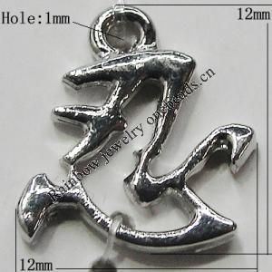 Pendant Zinc Alloy Jewelry Findings Lead-free, 12x12mm Hole:1mm, Sold by Bag