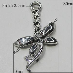 Pendant Setting Zinc Alloy Jewelry Findings Lead-free, Butterfly 30x16mm Hole:2.5mm, Sold by Bag