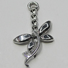 Pendant Setting Zinc Alloy Jewelry Findings Lead-free, Butterfly 30x16mm Hole:2.5mm, Sold by Bag