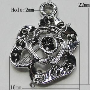 Pendant Setting Zinc Alloy Jewelry Findings Lead-free, Flower 22x16mm Hole:2mm, Sold by Bag