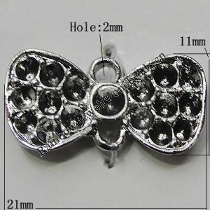 Pendant Setting Zinc Alloy Jewelry Findings Lead-free, 21x11mm Hole:2mm, Sold by Bag