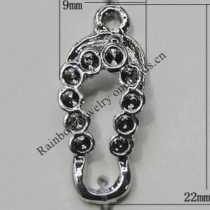 Pendant Setting Zinc Alloy Jewelry Findings Lead-free, 22x9mm Hole:1.5mm, Sold by Bag