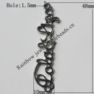 Pendant Setting Zinc Alloy Jewelry Findings Lead-free, 48x10mm Hole:1.5mm, Sold by Bag