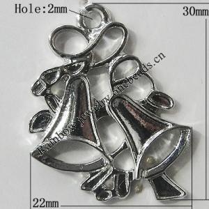 Zinc Alloy Jewelry Findings, Christmas Charm/Pendant, 30x22mm Hole:2mm, Sold by Bag	