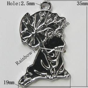Zinc Alloy Jewelry Findings, Christmas Charm/Pendant, 35x19mm Hole:2.5mm, Sold by Bag	