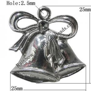 Zinc Alloy Jewelry Findings, Christmas Charm/Pendant, 25x25mm Hole:2.5mm, Sold by Bag	