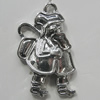 Zinc Alloy Jewelry Findings, Christmas Charm/Pendant, Santa 32x20mm Hole:2.5mm, Sold by Bag	