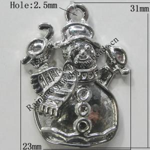 Zinc Alloy Jewelry Findings, Christmas Charm/Pendant, Santa 31x23mm Hole:2.5mm, Sold by Bag	