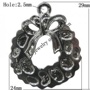 Zinc Alloy Jewelry Findings, Christmas Charm/Pendant, 29x24mm Hole:2.5mm, Sold by Bag	