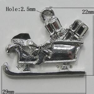 Zinc Alloy Jewelry Findings, Christmas Charm/Pendant, 22x29mm Hole:2.5mm, Sold by Bag	