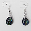 Dichroic Glass Earring, hook earwire, Teardrop 6x4mm, Sold by Pair