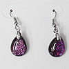 Dichroic Glass Earring, hook earwire, Teardrop 6x4mm, Sold by Pair