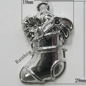 Zinc Alloy Jewelry Findings, Christmas Charm/Pendant, 29x19mm Hole:2.5mm, Sold by Bag	