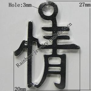 Pendant Zinc Alloy Jewelry Findings Lead-free, 27x20mm Hole:3mm, Sold by Bag