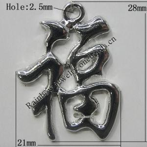 Pendant Zinc Alloy Jewelry Findings Lead-free, 28x21mm Hole:2.5mm, Sold by Bag