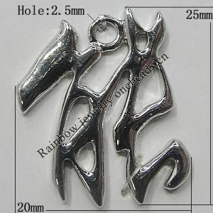 Pendant Zinc Alloy Jewelry Findings Lead-free, 25x20mm Hole:2.5mm, Sold by Bag