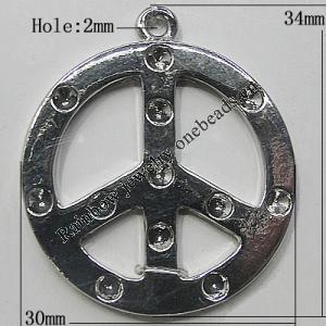 Pendant Setting Zinc Alloy Jewelry Findings Lead-free, 34x30mm Hole:2mm, Sold by Bag