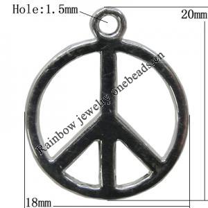 Pendant Zinc Alloy Jewelry Findings Lead-free, 20x18mm Hole:1.5mm, Sold by Bag