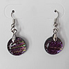 Dichroic Glass Earring, hook earwire, Flat Round 4mm, Sold by Pair