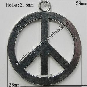 Pendant Zinc Alloy Jewelry Findings Lead-free, 29x25mm Hole:2.5mm, Sold by Bag