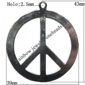 Pendant Zinc Alloy Jewelry Findings Lead-free, 43x39mm Hole:2.5mm, Sold by Bag