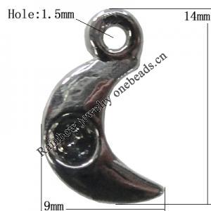 Pendant Setting Zinc Alloy Jewelry Findings Lead-free, Moon 14x9mm Hole:1.5mm, Sold by Bag