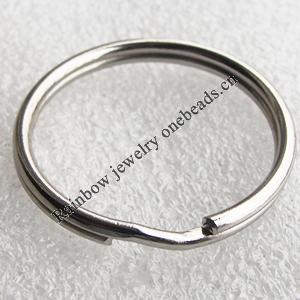 Iron Key Ring, Round, Platinum Color, about 30mm in diameter, Sold by bag