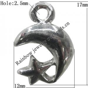 Pendant Zinc Alloy Jewelry Findings Lead-free, 17x12mm Hole:2.5mm, Sold by Bag