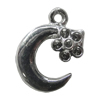 Pendant Zinc Alloy Jewelry Findings Lead-free, Moon 17x15mm Hole:1.5mm, Sold by Bag