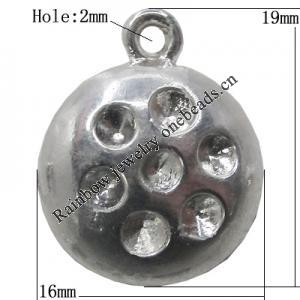 Pendant Setting Zinc Alloy Jewelry Findings Lead-free, Round 19x16mm Hole:2mm, Sold by Bag