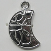 Pendant Zinc Alloy Jewelry Findings Lead-free, Moon 22x14mm Hole:1.5mm, Sold by Bag