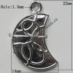 Pendant Zinc Alloy Jewelry Findings Lead-free, Moon 22x14mm Hole:1.5mm, Sold by Bag