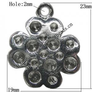 Pendant Setting Zinc Alloy Jewelry Findings Lead-free, Flower 23x19mm Hole:2mm, Sold by Bag