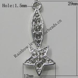 Pendant Setting Zinc Alloy Jewelry Findings Lead-free, 29x12mm Hole:1.5mm, Sold by Bag