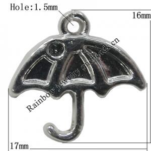 Pendant Setting Zinc Alloy Jewelry Findings Lead-free, Umbrella 16x17mm Hole:1.5mm, Sold by Bag