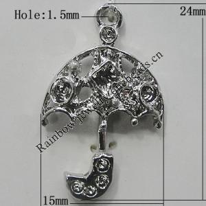 Pendant Setting Zinc Alloy Jewelry Findings Lead-free, Umbrella 24x15mm Hole:1.5mm, Sold by Bag