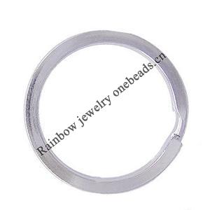 Iron Key Ring, Flat Round, Platinum Color, about 35mm in diameter, Sold by bag 