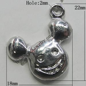 Pendant Zinc Alloy Jewelry Findings Lead-free, Animal 22x18mm Hole:2mm, Sold by Bag