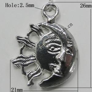 Pendant Zinc Alloy Jewelry Findings Lead-free, 26x21mm Hole:2.5mm, Sold by Bag