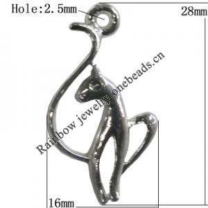 Pendant Zinc Alloy Jewelry Findings Lead-free, Bird 28x16mm Hole:2.5mm, Sold by Bag