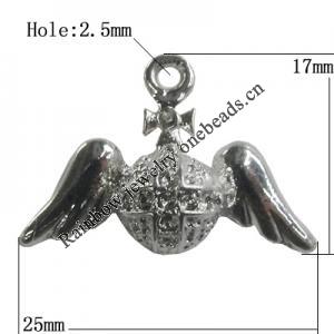 Pendant Zinc Alloy Jewelry Findings Lead-free, Bird 25x17mm Hole:2.5mm, Sold by Bag